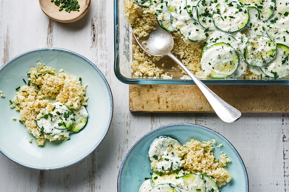 Plat de gratin de courgettes